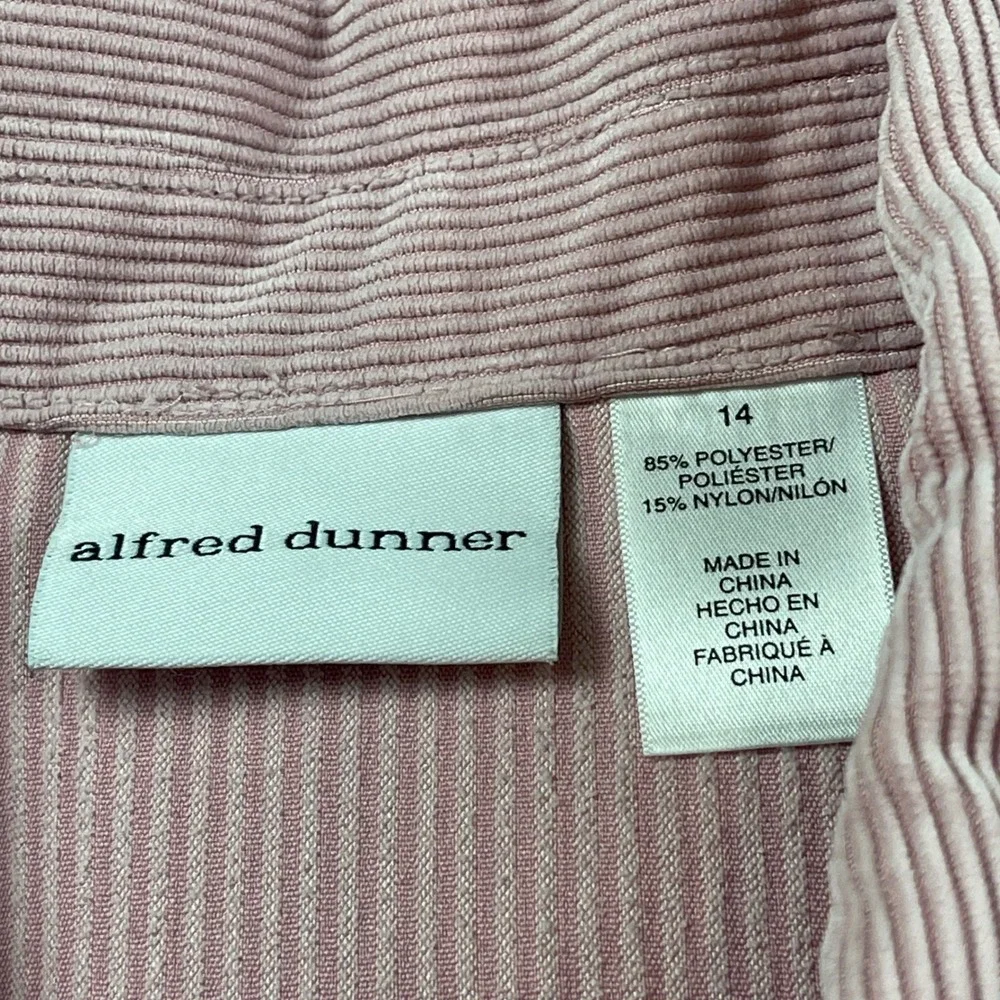 Alfred Dunner‎ Mauve Pink Corduroy Zip Jacket and Pants Set Womens 14
